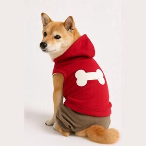 SimplyDog Red Cotton Blend Bone Dog Hoodie Tank TShirt Size M